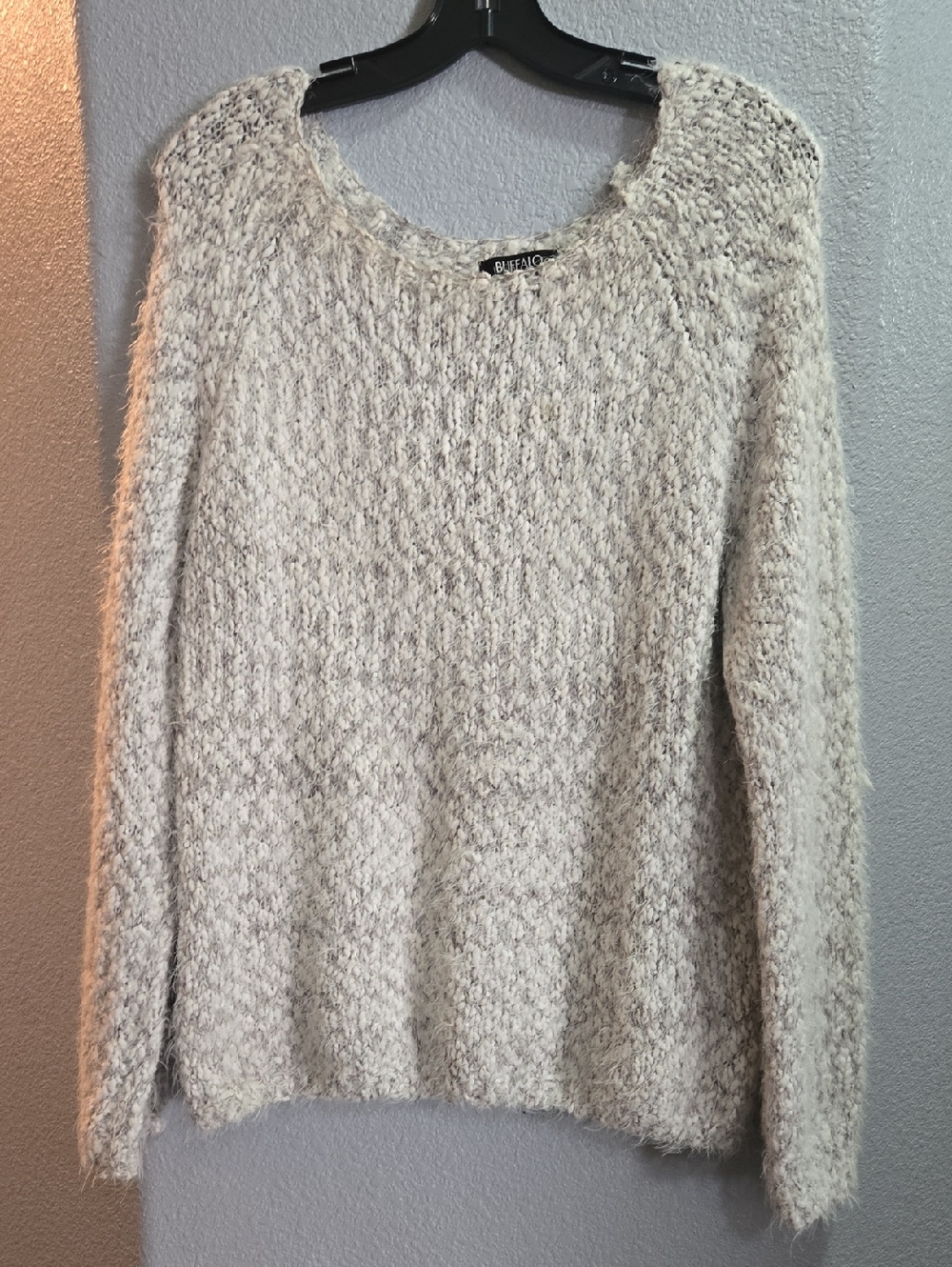 Buffalo David Bitton Ivory Fuzzy Crew Neck Sweater